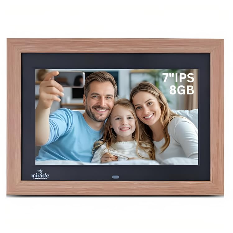 Miracle Digital 7''(17.78) Digital Photo Frame with Hi Def Screen, USB Disk Card, Remote Photos Slide Show, Video Audio, Support SD Built in 8 GB Memory & 2GB RAM(Light Brown) - Image 1