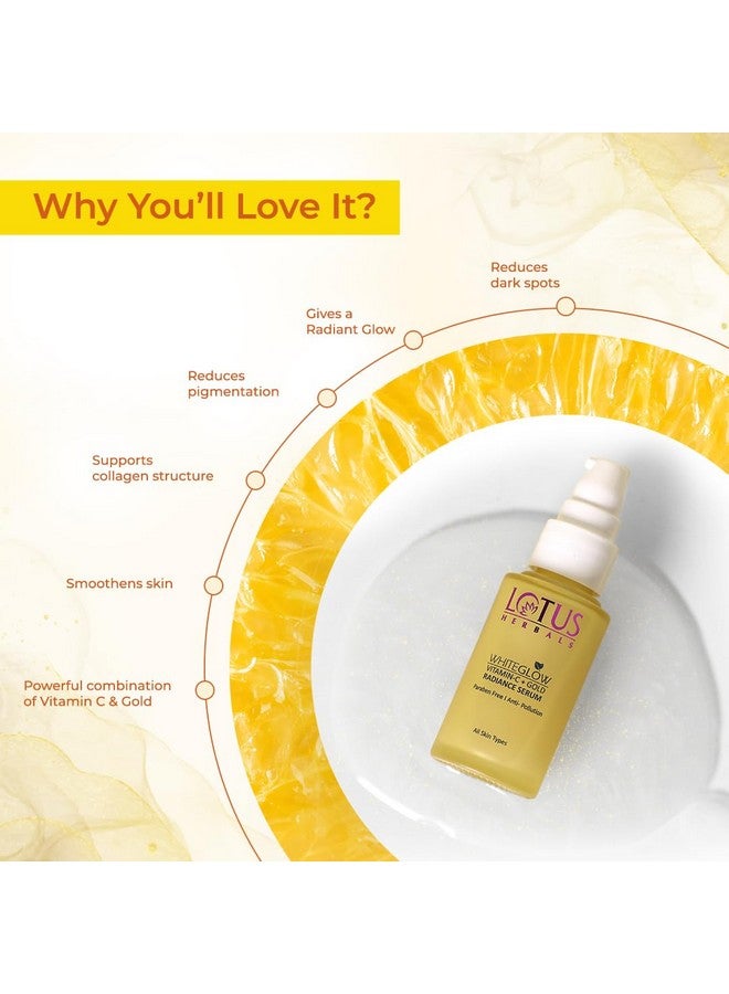 LOTUS HERBALS Whiteglow Vitamin C And Gold Radiance Face Serum | Reduces Dark Spots | Enriched With Vitamin C & Gold | | 100X More Vitamin C | Smoothens Skin | Boosts Radiance | Paraben-Free | 30Ml  - Image 3
