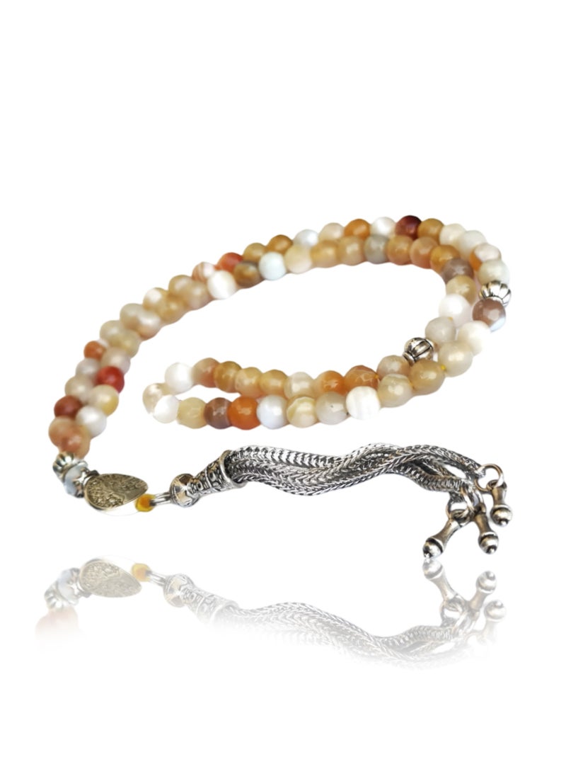 JADWAR - Agate rosary with small beads, 66 beads, size 6 mm, beautiful and unique appearance - Image 1