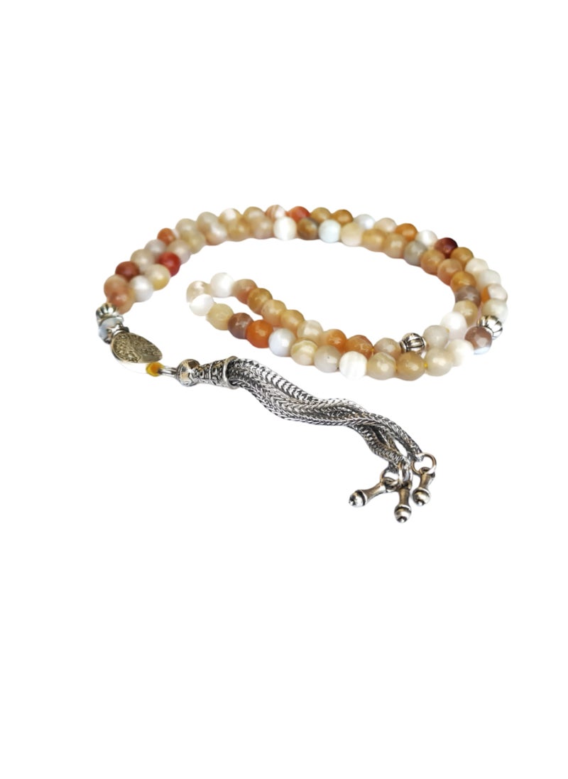 JADWAR - Agate rosary with small beads, 66 beads, size 6 mm, beautiful and unique appearance - Image 1