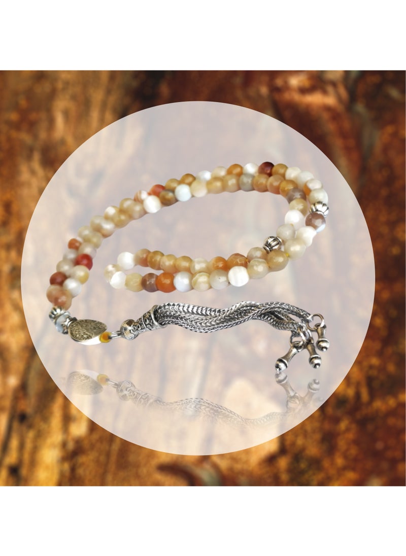 JADWAR - Agate rosary with small beads, 66 beads, size 6 mm, beautiful and unique appearance - Image 1