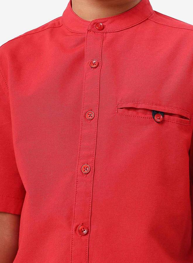 Bonkids Regular Long Sleeve Printed Red Cotton Shirt 100 % Cotton - Image 2