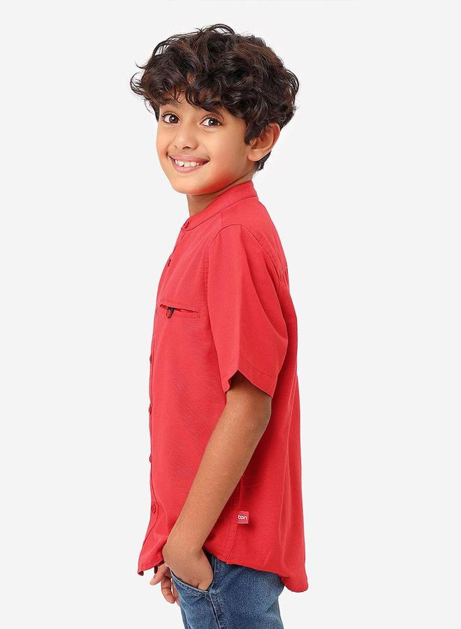 Bonkids Regular Long Sleeve Printed Red Cotton Shirt 100 % Cotton - Image 3