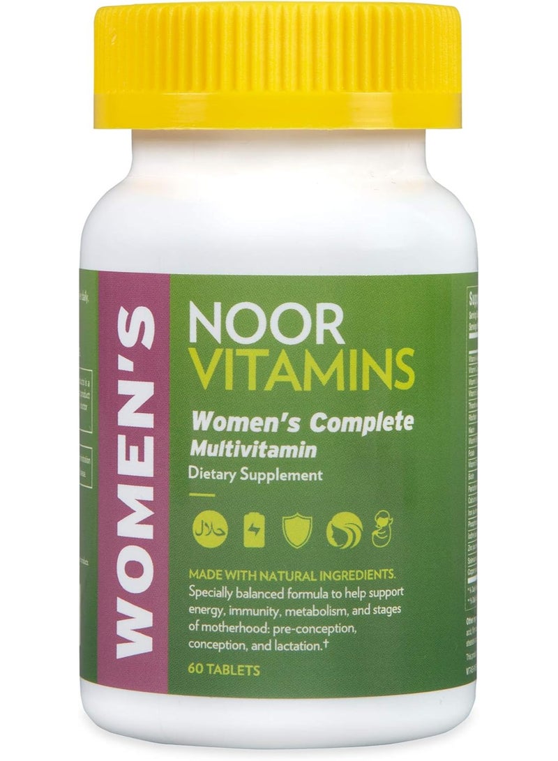 Noor Vitamins Halal Womens Multivitamin & Mineral I Once Daily Vitamin Supplement I Vegan | Supports Energy, Immunity, Metabolism, Healthy Appearance and Stages of Motherhood I 2-Month Supply - Image 1
