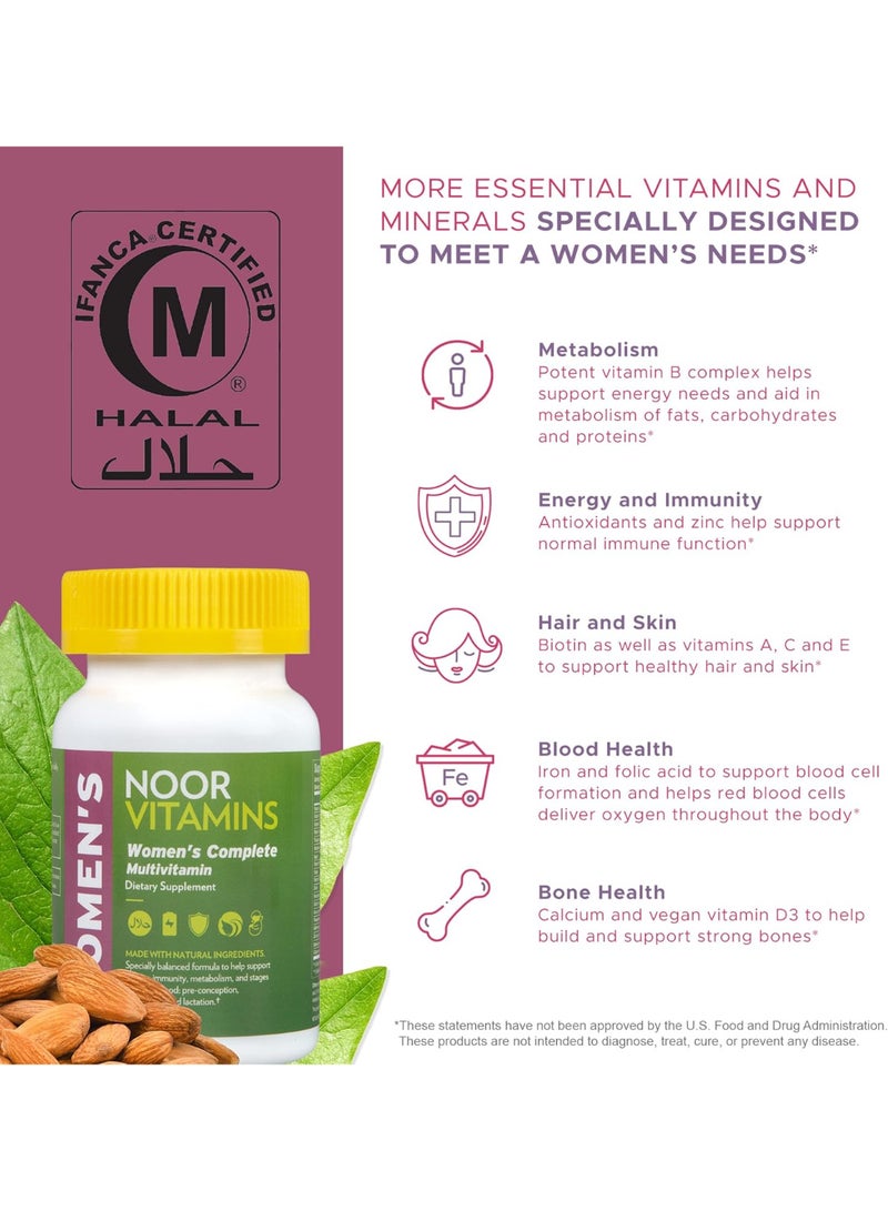 Noor Vitamins Halal Womens Multivitamin & Mineral I Once Daily Vitamin Supplement I Vegan | Supports Energy, Immunity, Metabolism, Healthy Appearance and Stages of Motherhood I 2-Month Supply - Image 3