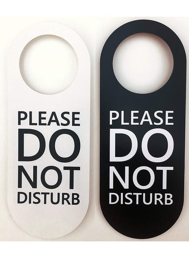 Do Not Disturb Door Hanger Sign 2 Pack (Black And white)