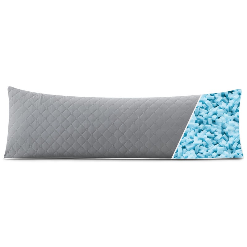 YZ HOME Long Body Pillow for Adults - Firm Body Pillow Insert with Shredded White Memory Foam, Adjustable Height, Soft Support for Side Sleeping, Pregnant Women, Washable (Grey, 20x54 Inch) - Image 1