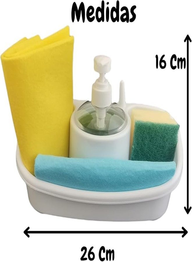 ERITIN Kitchen Soap Dish with Large Dispenser – Dual Holder for Sponge & Soap – Sink Organizer - Image 3