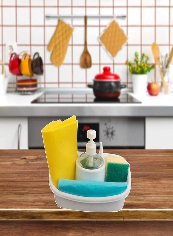 ERITIN Kitchen Soap Dish with Large Dispenser – Dual Holder for Sponge & Soap – Sink Organizer - Image 2