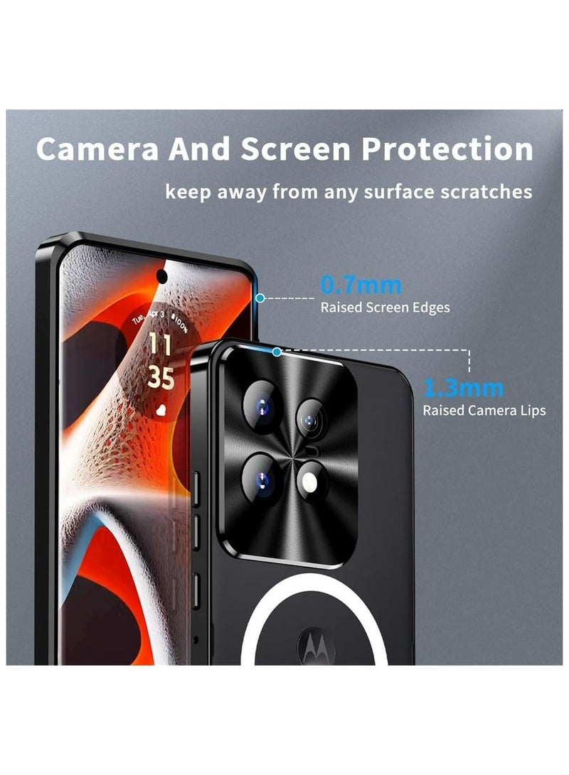 general Motorola Edge 50 Pro 5G, Metal Frame with Magnetic Charger Lens Protection Matte Translucent Shockproof Cover for Moto Edge 50 Pro - Image 3