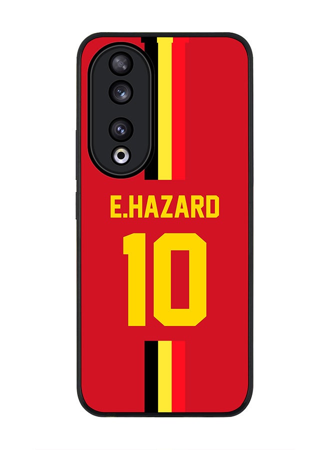 Stylizedd Rugged Black edge case for Honor 90 5G, Slim fit Case Flexible Anti Drop TPU Gel Thin Cover - Football Team - Belgium, Player Name - E.Hazard - Image 1