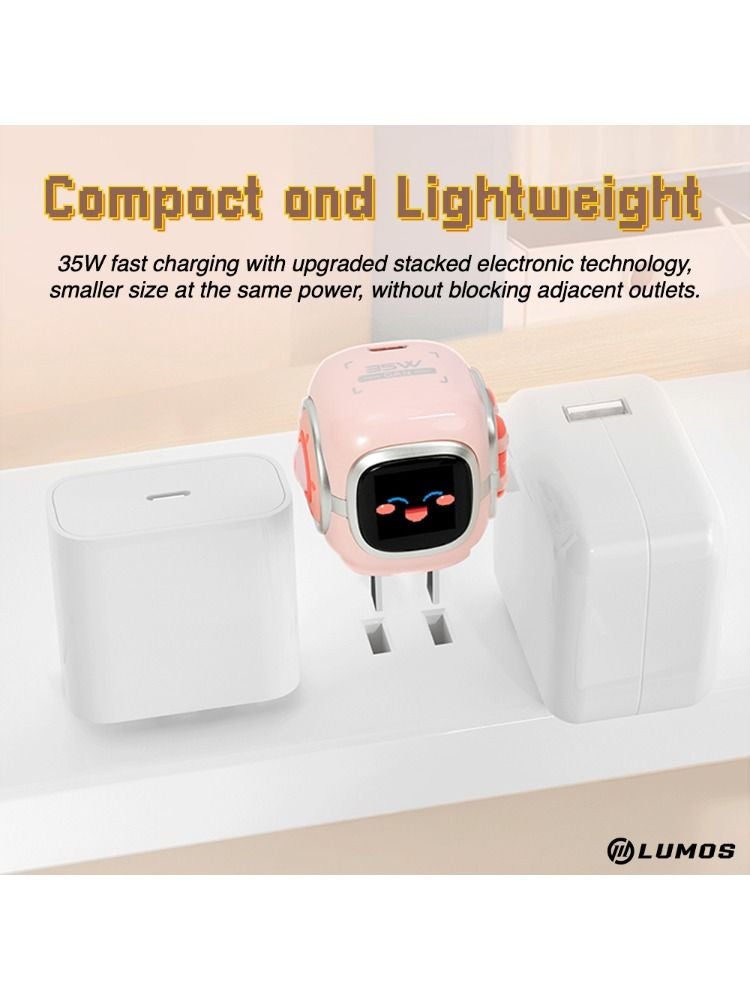 Divoom Dipow-35 GaN Pixel Fast Charger, 35W High-Speed Wall Charger, Cloud Pink - Image 5