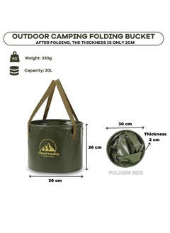 Meetion 20L Collapsible Camping Water Bucket, Portable Fishing Bucket Wash Basin with Handle for Hiking Camping Car Wash Laundry Water Storage Travel Boating Garden. (green)  - Image 2