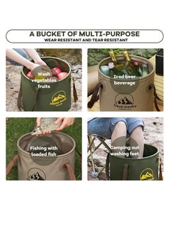 Meetion 20L Collapsible Camping Water Bucket, Portable Fishing Bucket Wash Basin with Handle for Hiking Camping Car Wash Laundry Water Storage Travel Boating Garden. (green)  - Image 3