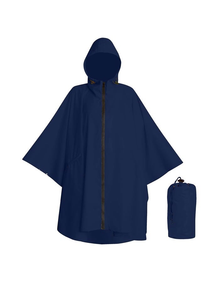 Lingito Heavy Duty Rain Poncho for Backpacking, Waterproof Lightweight for Adults, Military, Emergency, Camping, Men, Women, Round Navy Blue, One size - Image 1