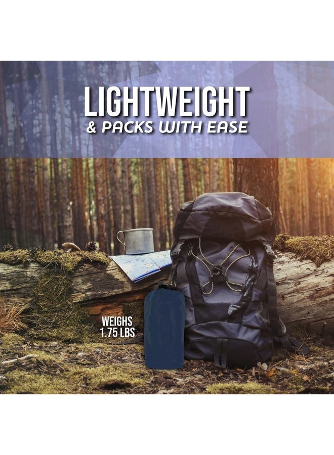 Lingito Heavy Duty Rain Poncho for Backpacking, Waterproof Lightweight for Adults, Military, Emergency, Camping, Men, Women, Round Navy Blue, One size - Image 5