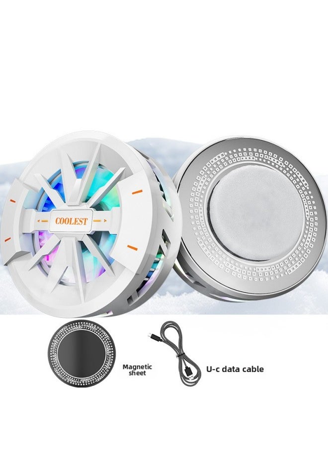 Generic - Mobile Phone Magnetic Back Clip 2-in -1 Radiator Semiconductor Refrigeration Cooling Artifact E-sports Game Chicken Universal Ice-Product Color:Ice Style [js40] White - Image 1