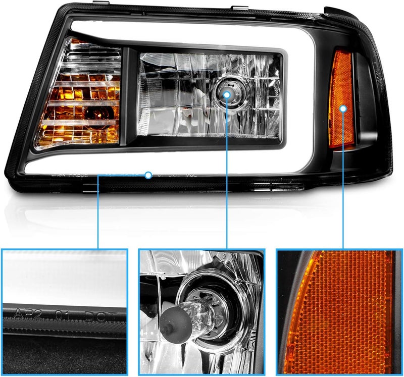 AmeriLite Black Replacement Headlights with Corner Lamp Set for 2001-2011 Ford Ranger - Image 3