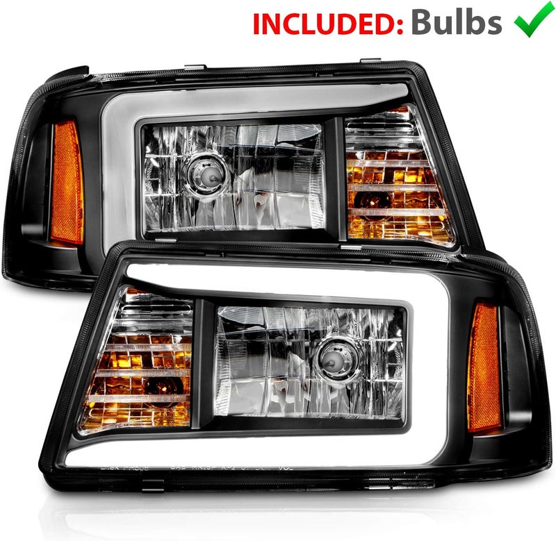 AmeriLite Black Replacement Headlights with Corner Lamp Set for 2001-2011 Ford Ranger - Image 2