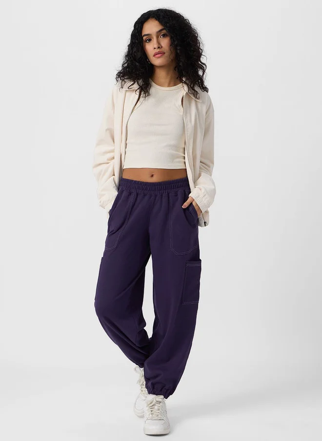 The Souled Store  The Souled Store Berry Women Solid Baggy Cargo Joggers  | Best Price UAE