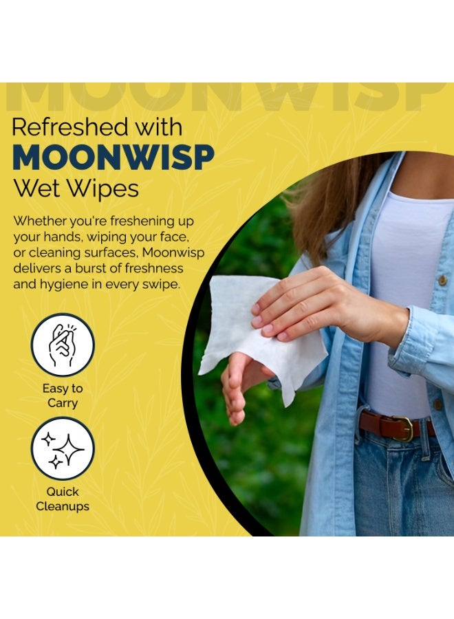 Moonwisp Wet Wipes for Cleaning & Hand Sanitizing, Lemon Scented, All Purpose, Moisturizing Wet Tissue for Face & Body, Travel-Friendly Wipes for Adults & Kids - (1000 Count - Pack 10) - Image 4