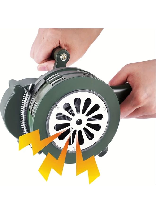 Green Portable Hand Crank Emergency Safety Alarm 110 Decibel Aluminum Foldable For Outdoor Fire Manufacturing Indoor Office Use No Battery No Power - Image 3