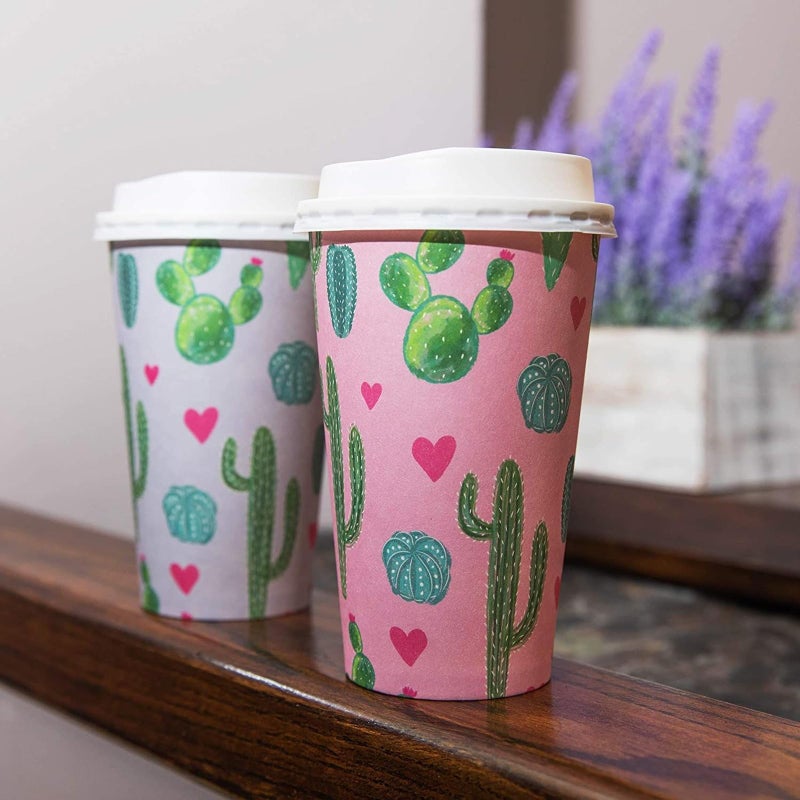 BLUE PANDA 48 Pack Disposable 16oz Coffee Cups with Lids - Cactus Party Supplies - Paper To Go Cup for Themed Birthday Parties  Weddings  Baby Showers - Image 2