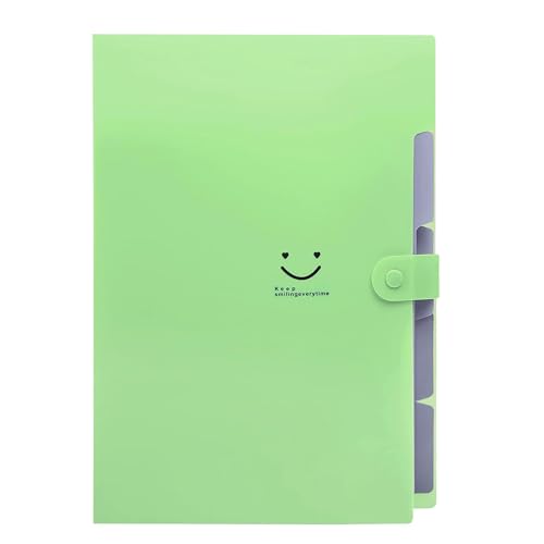 NISUN 5 Pockets File Organizer, Expanding File Folder, Accordion Document Organizer, Adjustable Buckle Folder, A4 Portable Accordion Paper/Bill/Receipt Holder (Green) - Image 1