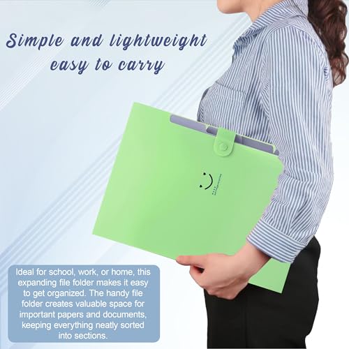 NISUN 5 Pockets File Organizer, Expanding File Folder, Accordion Document Organizer, Adjustable Buckle Folder, A4 Portable Accordion Paper/Bill/Receipt Holder (Green) - Image 5