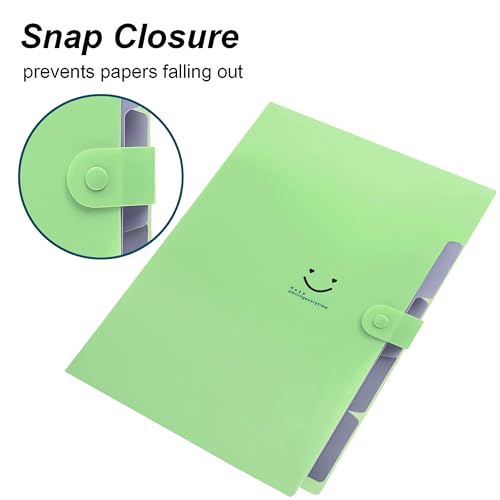 NISUN 5 Pockets File Organizer, Expanding File Folder, Accordion Document Organizer, Adjustable Buckle Folder, A4 Portable Accordion Paper/Bill/Receipt Holder (Green) - Image 4