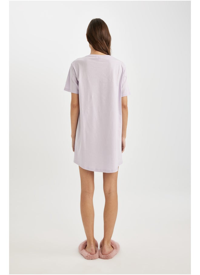 DeFacto - Woman Regular Fit Crew Neck Short Sleeve Homewear Knitted Dress - Image 1
