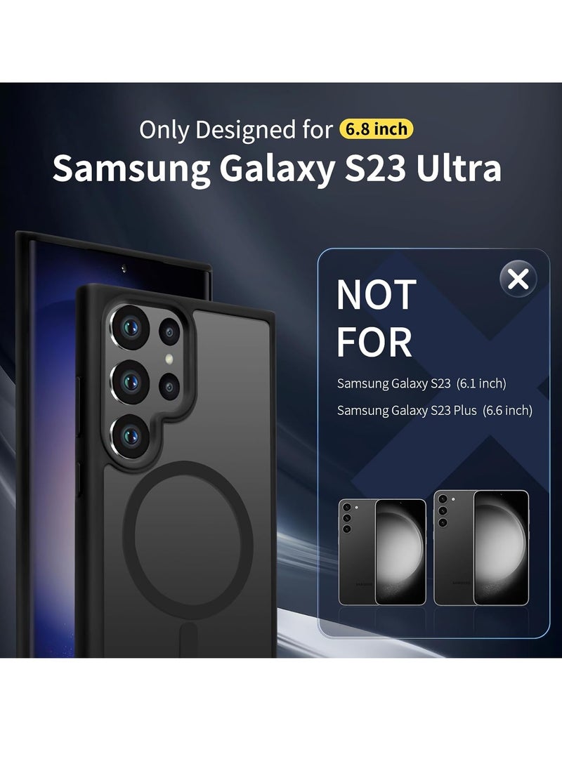 ESCASE for Samsung S23 Ultra Case, Compatible with MagSafe, Magnetic Translucent Matte Back Shockproof Cover with Strong Magnet, Slim Thin Full Protection Phone Case for Galaxy S23 Ultra 5G (Black) - Image 2