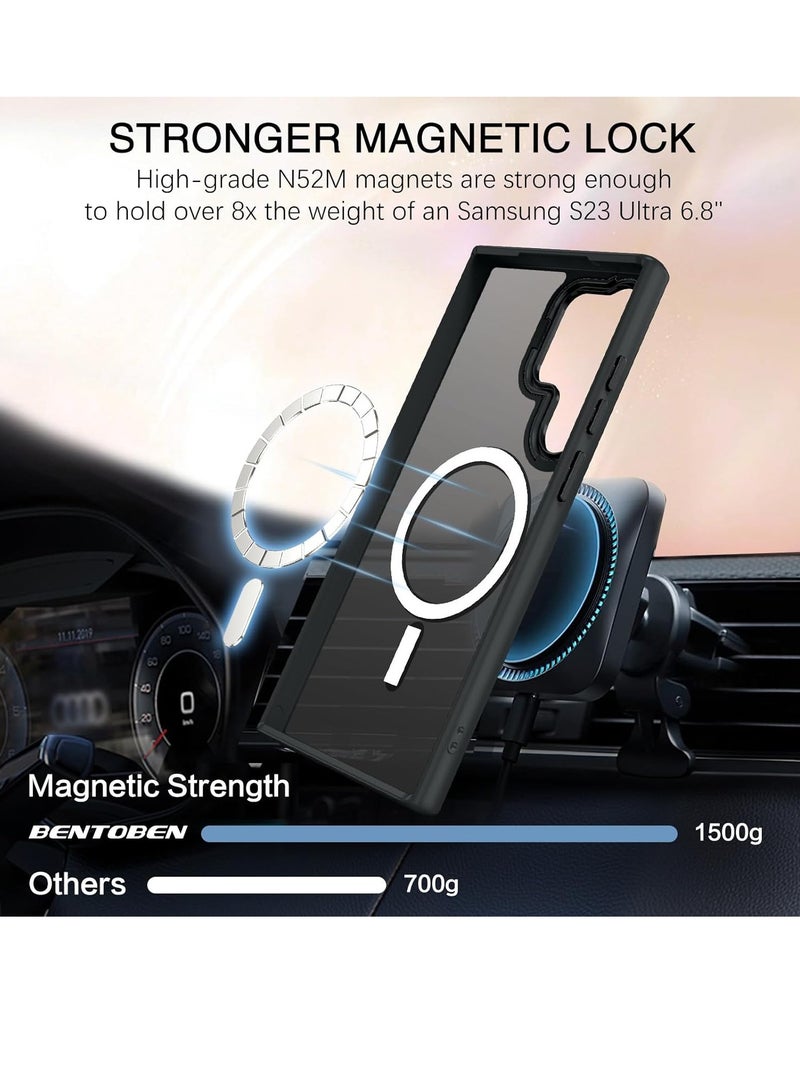 ESCASE for Samsung S23 Ultra Case, Compatible with MagSafe, Magnetic Translucent Matte Back Shockproof Cover with Strong Magnet, Slim Thin Full Protection Phone Case for Galaxy S23 Ultra 5G (Black) - Image 5