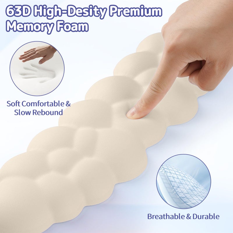 Sushret Cloud Wrist Rest Keyboard, Cloud Keyboard Wrist Pad Set with PU Leather Memory Foam, Cute Arm Rest for Palm Support, PC/Gaming Desk Accessories/Office Setup/Computer Hand Cushion - Beige - Image 4