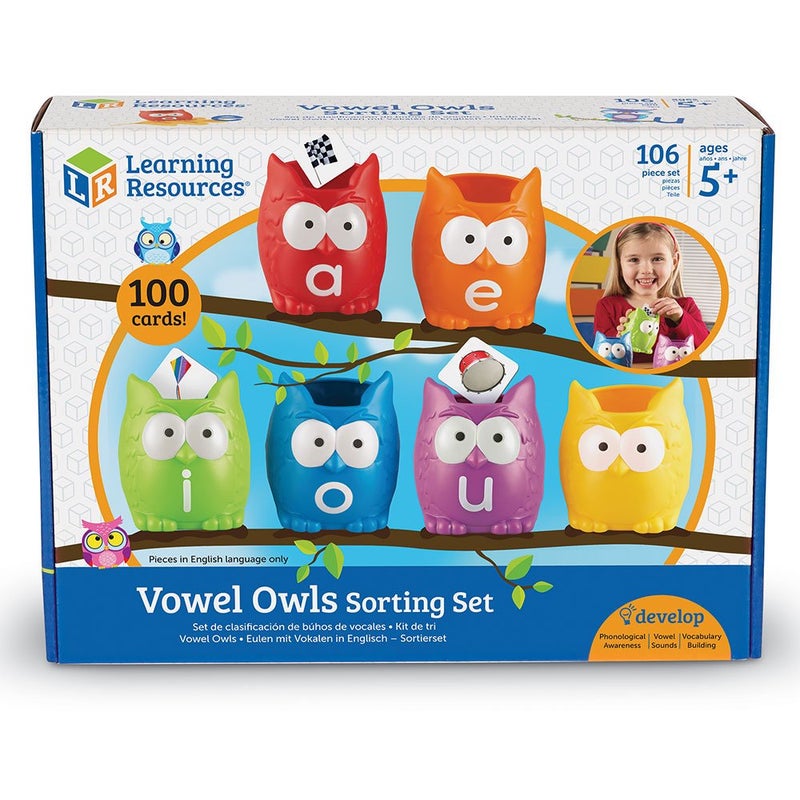 Learning Resources Learning Resources Vowel Owls Sorting Set, Word Recognition, Assorted Colors, Set of 6, Ages 5+ - Image 4
