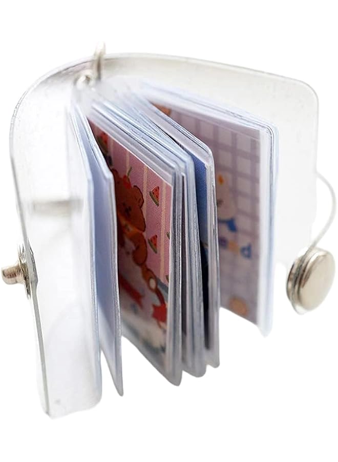 S-TOP Clear Mini Photo Album Keychain, Mini Photo Album 16 Pockets Photos Holder Keychain Jelly Color Card Holder 2 Inch Photos Holder Portable Key Chain,Photo Albums, Frames and Accessories(1inch) - Image 1