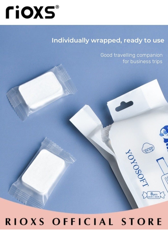 RIOXS Compressed Towel Set Pure Cotton Thickened Disposable Face and Bath Towels Travel and Camping Emergency Towel Set Soft Convenient Durable Suitable for Home Hotel and Outdoor Use  - Image 2