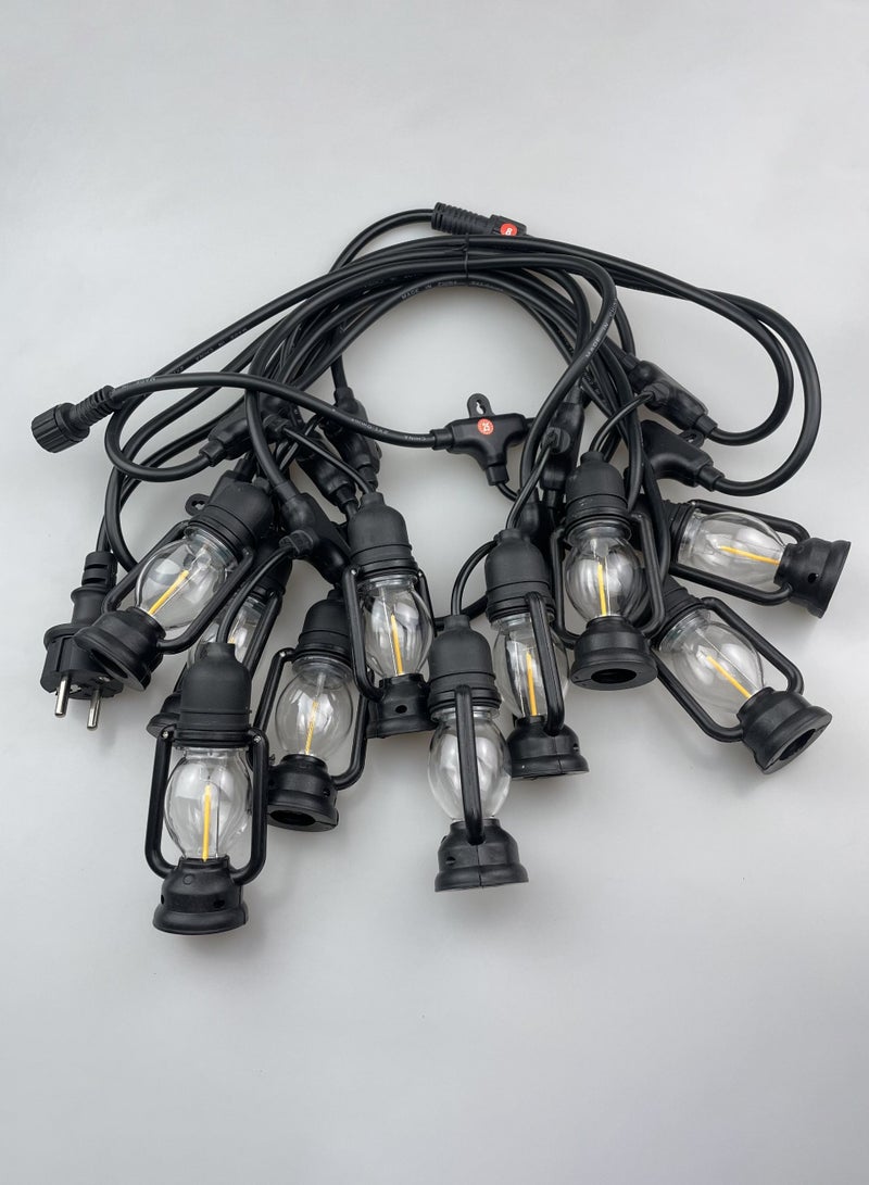 ALNAJM Lighting LED Lantern String Lights, 5M, 10 Kerosene-Style Lamps, Warm White, for Patio Garden Ramadan Decor 