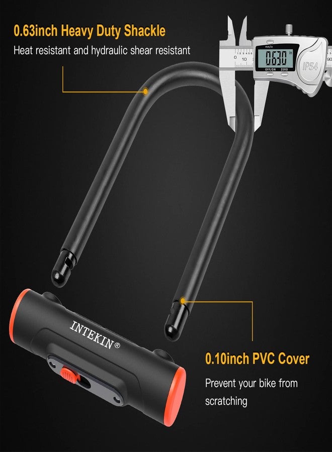 INTEKIN Bike U Lock Heavy Duty Bike Lock Bicycle Lock 16mm U Lock for Bicycle Heavy Duty U Lock with 3 Keys for Road Bikes Mountain Bikes 8.3 * 5.7inch - Image 2