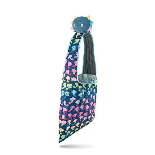 TeeTurtle - Plushie Tote Bag - Blue + Rainbow Axolotl - From the creators of the Original Reversible Octopus Plushie - Take Your Plush Pal Wherever You Go! - Image 1