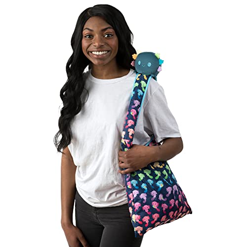TeeTurtle - Plushie Tote Bag - Blue + Rainbow Axolotl - From the creators of the Original Reversible Octopus Plushie - Take Your Plush Pal Wherever You Go! - Image 3
