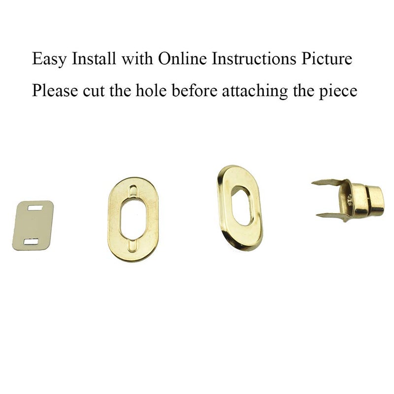 HAHIYO HAHIYO Twist Purse Closure Turn Locks Clip Clasps Easy Install with Online Instructions Picture for Wallet Briefcase Clutch Handbag 15 Inch Length Metal Light Weight Silver Gold 6 Sets with Washers  - Image 3