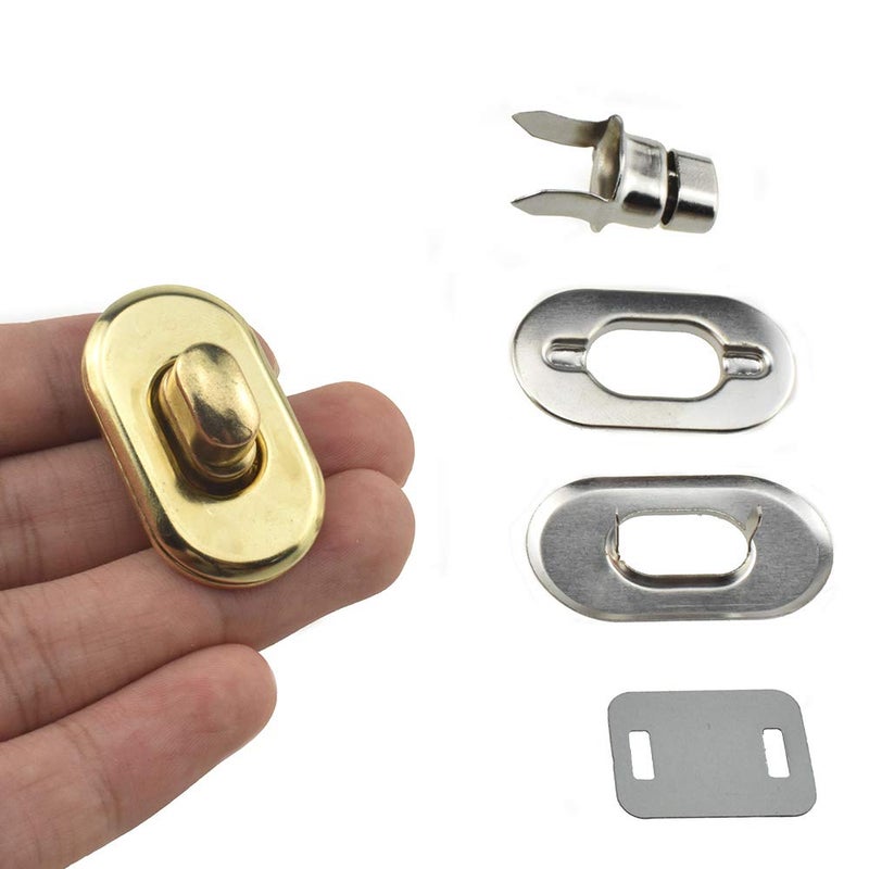 HAHIYO HAHIYO Twist Purse Closure Turn Locks Clip Clasps Easy Install with Online Instructions Picture for Wallet Briefcase Clutch Handbag 15 Inch Length Metal Light Weight Silver Gold 6 Sets with Washers  - Image 1
