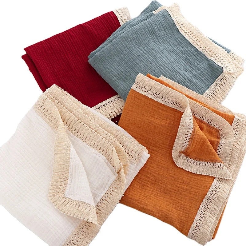 Y&D Baby Muslin Swaddle Blanket - Gauze Cotton Swaddlers with Tassels - Lightweight & Breathable - Image 2