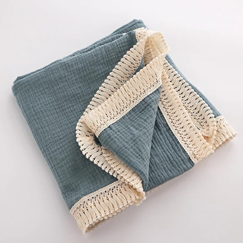 Y&D Baby Muslin Swaddle Blanket - Gauze Cotton Swaddlers with Tassels - Lightweight & Breathable - Image 4