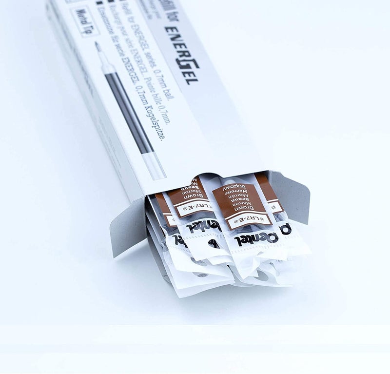 Pentel Refill Ink for EnerGel RTX Retractable Gel Pen 12 Pack, 0.7mm, Medium Point, Brown (LR7-E) - Image 5