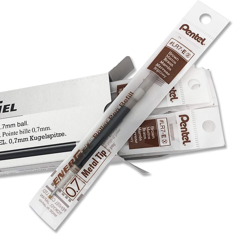 Pentel Refill Ink for EnerGel RTX Retractable Gel Pen 12 Pack, 0.7mm, Medium Point, Brown (LR7-E) - Image 4