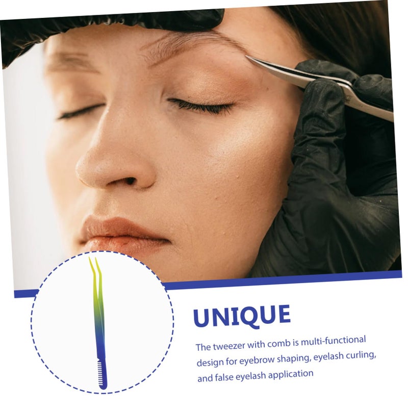 Stainless Steel Eyelash Tweezer With Comb For Eyebrow Shaping And Lash Application - Image 4