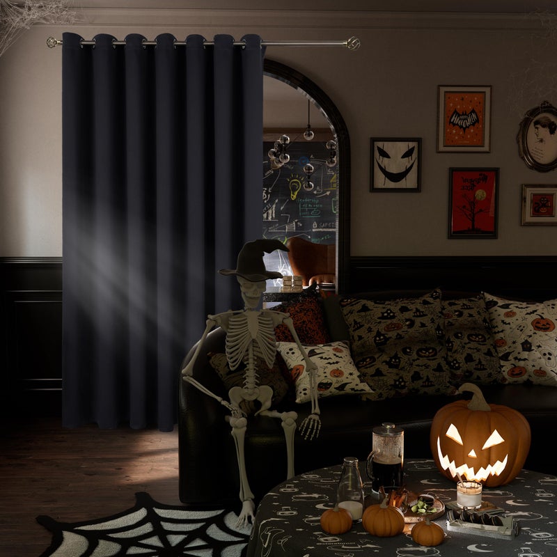 BGment Bression Fashion Sliding Door Stain 100 × 84 بوصات واسعة الستائر الحرارية الانسحاب الغرفة الغامق غرفة مقسم الستار 1 لوحة أسود 84 × واسعة 100 - Image 2