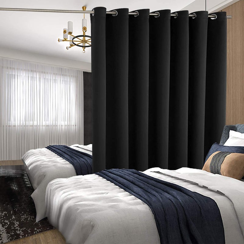 BGment Bression Fashion Sliding Door Stain 100 × 84 بوصات واسعة الستائر الحرارية الانسحاب الغرفة الغامق غرفة مقسم الستار 1 لوحة أسود 84 × واسعة 100 - Image 4